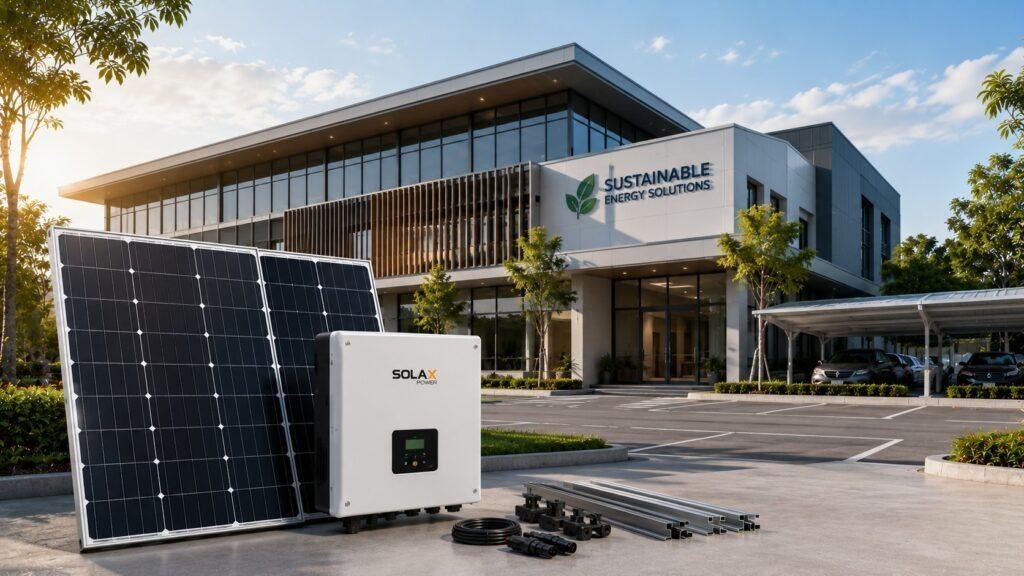 PowerPro three-phase on-grid solar package illustration.